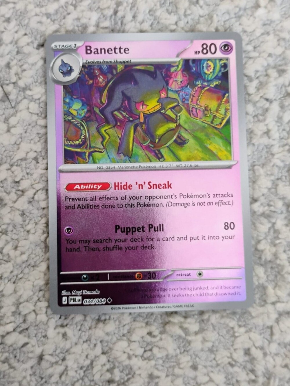 POKEMON TCG Card Banette Reverse Holo Pitch Black 034/084 PZ